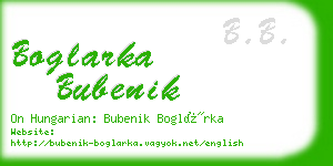 boglarka bubenik business card